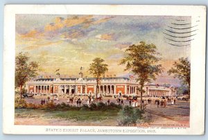 1907 Jamestown Virginia Postcard State Exhibit Palace Building Exposition Posted