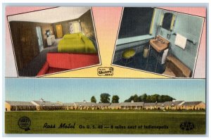 c1950's Ross Motel Indianapolis Indiana IN, Multiview Unposted Vintage Postcard