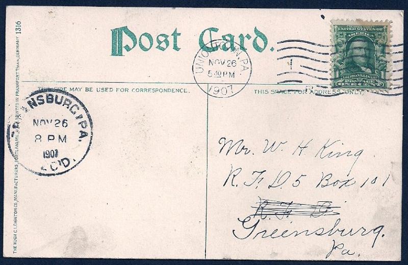 Allegheny River Sharpsburg Bridge Pittsburg PA used c1907