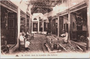 Tunisia Tunis Souk Es Sekadjine (des Selliers) Vintage Postcard C219