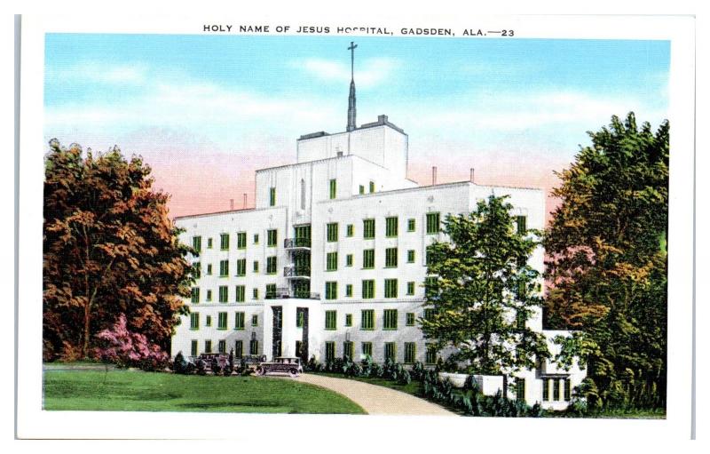 Mid-1900s Holy Name of Jesus Hospital, Gadsden, AL Postcard