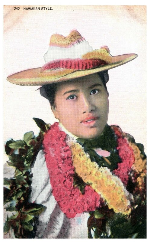 Island Curio Company 242 Hawaiian Style Girl Woman Vintage Private Mailing Card