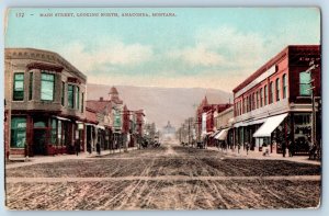 Anaconda Montana Postcard Main Street Looking North Road Buildings 1910 Vintage