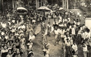 indonesia, BALI, Native Offering Procession (1920s) RPPC Postcard