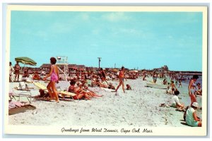 c1960 Greetings From West Dennis Cape Cod Massachusetts Vintage Antique Postcard