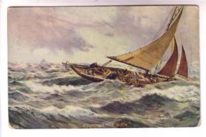 Men in Sailing Fishing Boat, Rounding the Buoy, Used 1908 Nova Scotia