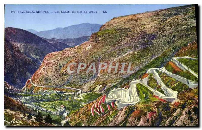 Old Postcard Sospel The laces of the Col de Braus