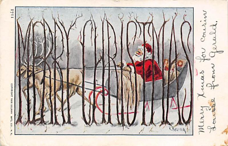Santa Claus Post Card Old Vintage Antique Christmas Postcard 1910