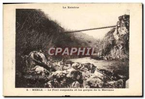 Old Postcard Merle Suspension Bridge and Gorges Maronne Xaintrie