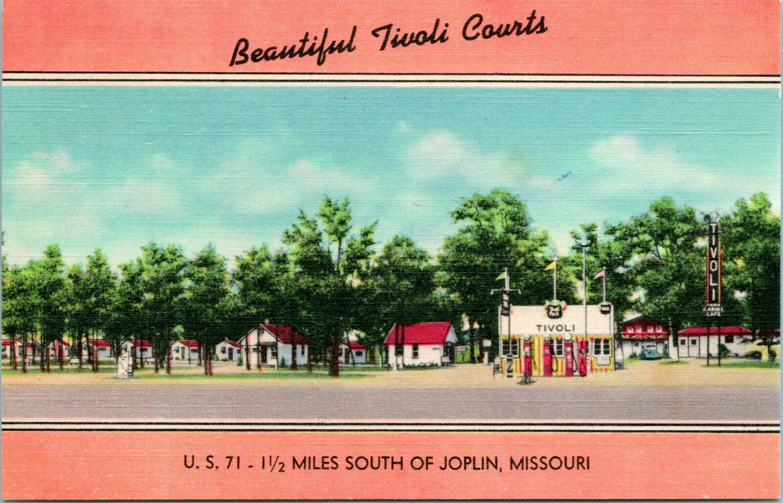Lin Carte Postale Joplin Missouri MO Tivoli Terrain Motel Café Gas