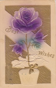 Purple Roses In Vase Best Wishes 1911