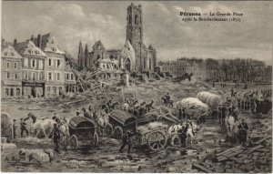 CPA Guerre PÉRONNE La Grande Place apres le bombardement (25050)