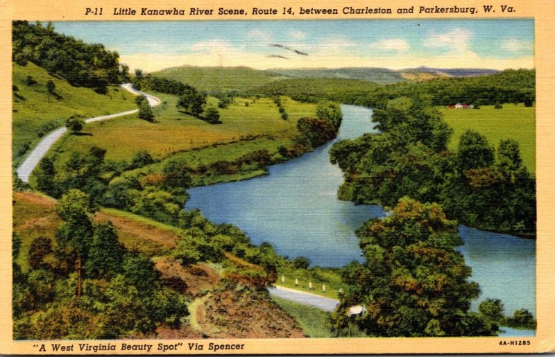 West Virginia Parkersburg/Charleston Little Kanawha River Scene Route 14 1943...