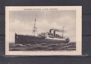 GERMAN SHIP PRINZ FRIEDRICH WILHELM , NORTH GERMAN LLOYD, BREMEN, c1935 ppc,
