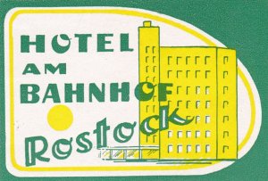 Germany Rostock Hotel Am Bahnhof Vintage Luggage Label sk3795