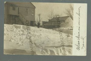 Edgerton MINNESOTA RPPC 1909 BLIZZARD Snow STREET SCENE nr Pipestone Lake Wilson