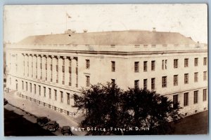 Fargo North Dakota ND Postcard RPPC Photo Post Office Building Cars 1939 Vintage