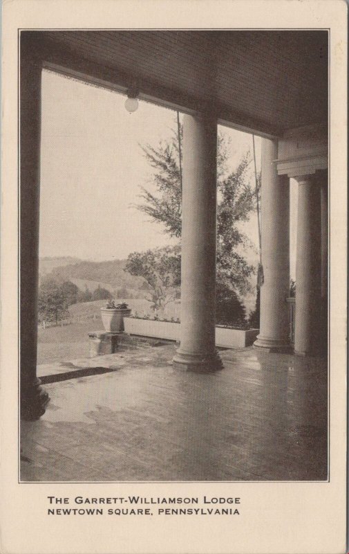 Postcard Garrett Williamson Lodge Newtown Square PA Porch