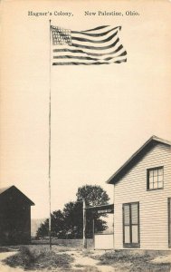 New Palestine Ohio c1908 Postcard Hagner's Colony Brinkhaven Flag by Kramer Art