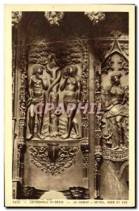 Old Postcard Auch Cathedrale St. Mary Choir Detail Adam and Eve