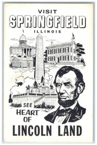 1970 Monument Visit Springfield Illinois Heart Lincoln Land Advertising Postcard