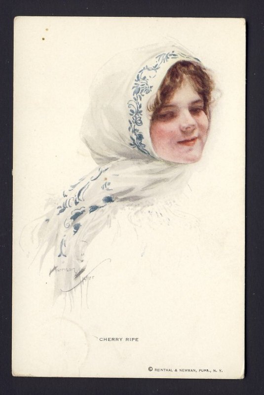 CHERRY RIPE #192 R&N young woman, scarf,  HARRISON FISHER artist