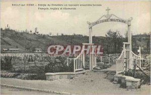 Old Postcard Vailly sur Aisne entrance of the cemetery where lie all Soldiers...