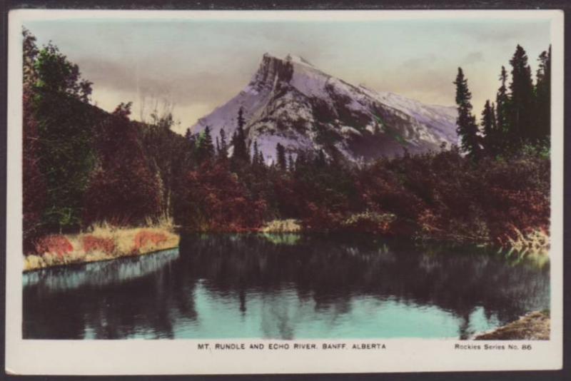 Mt Rundle,Echo River,Alberta,Canada Postcard 