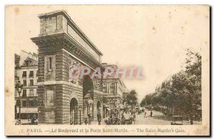 Old Postcard Paris Boulevard and the Porte Saint-Martin