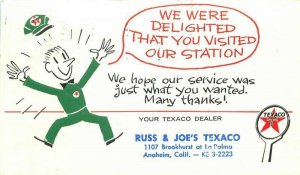 Anaheim California Gas Texaco Station Advertising Postcard 21-2488