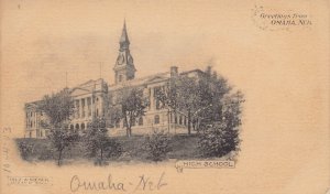 High School Greetings from Omaha Nebraska 1903c postcard