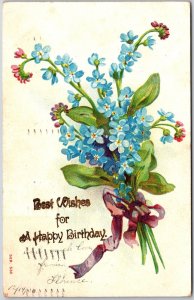 Best Wishes for A Happy Birthday, 1906 Greetings Card, Flowers, Vintage Postcard