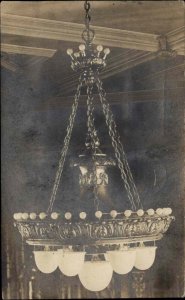 Closeup Beautiful Light Chandelier Syracuse NY Cancel 1916 Real Photo Postcard