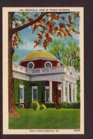 Virginia Post card  Monticello Jefferson Charlottesville