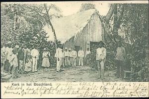 suriname, BOSLAND, Church with Native People (1901)