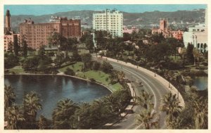 Vintage Postcard Wilshire Boulevard Downtown Road Shops Los Angeles California