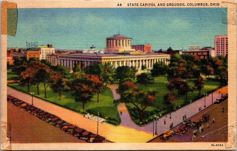 State Capitol Grounds Columbus Ohio OH Linen Postcard VTG UNP Curteich Vintage 