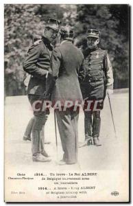 Old Postcard Militaria A brave King Albert of Belgium talking with a reporter