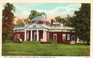 Vintage Postcard 1920s Home Monticello Thomas Jefferson Charlottesville Virginia