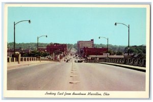 Massillon Ohio Postcard Looking East Downtown Lincoln Way Viaduct c1960 Vintage