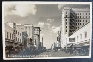 Mint USA Real Picture Postcard Central Avenue Looking West St Petersburg Fl