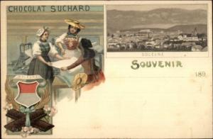 Chocolat Suchard Soleure Switzerland View & Native Women 1890s Postcard myn