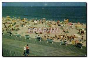 Postcard Old Beach and Boardwalk at Seventh Avenue Asbury Park