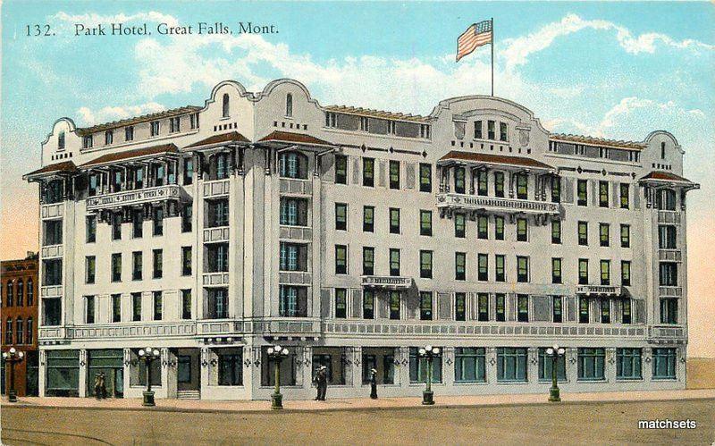 C-1910 GREAT FALLS MONTANA Park Hotel Flag Robbins Teich postcard 1765