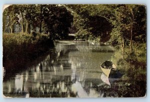1909 St. Catharines Ontario Canada Vintage Postcard De Cew River Canoe Boat