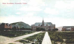 VINTAGE POSTCARD WALKWAY GARDENS AT STATE ACADEMY POCATELLO IDAHO MAILED 1913