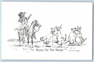 WM Standing Signed Artist Postcard Humor Cowboy With Guitar Home Of The Range