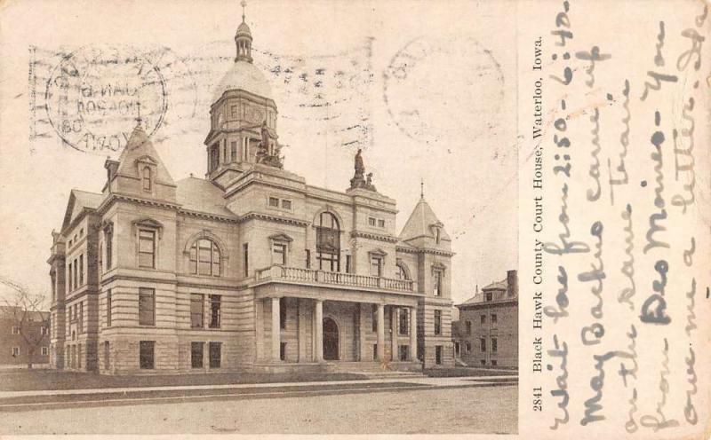 black hawk county court house waterloo iowa L4347 antique postcard