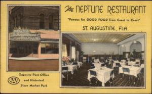 St. Augustine FL Neptune Restaurant Linen Postcard