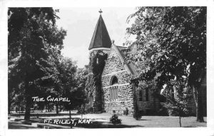 Chapel Fort Riley Kansas 1951 RPPC Real Photo postcard